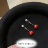 Uña de hueso de oído roja única amor titanio acero agujero de oreja colgante de perla fondo plano tornillo tapón de oído clavo de diablo joyería