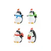 Pinguim de Natal Fofo Paisagem em Miniatura Cena de Neve Decoração Chaveiro Pingente Pinguim Antártico Pequeno Animal