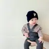 Chapéu infantil estilo coreano primavera e outono inverno fofo super fofo bebê tricô lã proteção de orelha pullover quente
