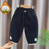 Pantalones para niñas, nueva colección otoño/invierno 2026, pantalones largos casuales con forro polar, ropa para niños, pantalones joggers para niños, envío directo de invierno