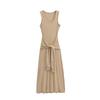 Vestido feminino estilo europeu e americano, cor sólida, sem mangas, colete longo, verão 2024, Spice Girl, falso, 2 cintura, renda