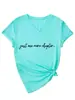 Camiseta de Manga Corta para Mujer Talla Grande con Cuello en V, Verano, Corte Holgado, Estampado de Letras Adelgazante, Top Casual Versátil
