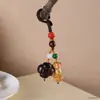 Novo Pingente Chaveiro Forma de Caqui Jacarandá da Sorte Enfeite de Bolsa Novo Estilo Chinês Antigo Ornamento de Corda Trançada