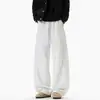 Pantalones deportivos anchos de peso pesado con múltiples bolsillos de estilo americano moderno con costuras diagonales, pantalones largos casuales rectos holgados para hombre para otoño