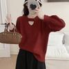 Novo suéter de malha de cor sólida com gola redonda estilo preguiçoso feminino design de suéter pullover feminino top solto feminino