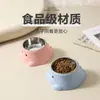 Nuevo Plato para Mascotas Color Macarrón Plato de Dinosaurio Protección del Cuello Boca Inclinada Antideslizante Antigolpes Acero Inoxidable Plato de Alimentación para Beber Agua