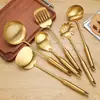Espátula e colher de aço inoxidável 304 utensílios de cozinha, espátula para panela de aço inoxidável, escumadeira para hot pot, conjunto de presente dourado específico para cozinha
