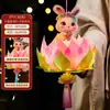 Festival de Mediados de Otoño Dibujo Animado Linterna de Loto Niños Hecho a Mano Paquete de Materiales DIY Bolso Estilo Antiguo Conejo Luminoso Linterna de Loto