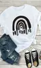 Camiseta con Estampado de Familia Arcoíris Mamá y Mini Manga Corta Ropa para Mujer Comercio Exterior