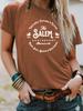 Estação Independente Verão Transfronteiriço Europeu e Americano Padrão SALEM Gola Redonda Pulôver Manga Curta ebay Camiseta Feminina