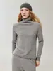 Nueva colección de otoño e invierno: suéter sin costuras, 100% cachemira, de cuello alto, tejido doble con una abertura lateral en el dobladillo