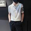 Camisa POLO de manga corta de verano para hombre, marca de moda Pi Shuai, camiseta de punto de seda de hielo para hombre, ropa nueva 2025, top fino