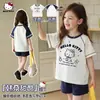 Camiseta de Verano para Niña 2026 Nuevo Estilo Coreano Dulce y Fresco Estilo Color Contrastante Mangas Raglán Suelta y Cómoda Camiseta de Algodón Puro