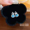 ¡Antiguo! Aretes de Perla en Forma de Calabaza Incrustados con Diamantes Turquesa Azul, Nuevos Aretes Elegantes de Estilo Chino con un Toque de Lujo Ligero y Gama Alta