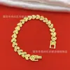 Pulseira Feminina de Cobre Banhado a Ouro Coração Pulseira em Formato de Coração Estilo Corrente de Relógio Tailandesa Fivela Joias Fornecimento ao Vivo Atacado
