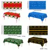 Toalha de Mesa Floco de Neve de Natal Restaurante Decoração de Casa Descartável Impermeável PE Toalha de Mesa Desenho Animado Papai Noel Rena Toalha de Mesa