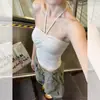 Hermoso Top Camisola sin Tirantes de Cuello Halter sin Mangas con Lunares Tailandeses para Mujer, Top Exterior de Verano Único y Elegante
