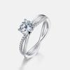Anel Moderno de Moissanita Transfronteiriço, Anel de Diamante Fashionável com Banda Dupla Torcida, Anel de Noivado em Prata S925, Um Quilate