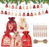 2025 Novo Calendário do Advento de Natal Saco de Presente Contagem Regressiva 24 Sacos Penduráveis Cordão Doce Pacote Bolso Conjunto