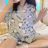 Pijama feminino transfronteiriço de verão, estilo coreano, desenho animado, manga curta, shorts, celebridade online, estilo doce, estudante, roupa de casa, terno de duas peças