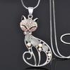 Moda japonesa y coreana lindo cristal flash diamante ojo de gato piedra caricatura zorro gato collar moda retro joyería simple