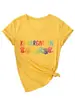 Maestra de Jardín de Infantes Sitio Independiente Europeo y Americano Ebay Moda Versátil Divertida Camiseta de Manga Corta con Cuello en V para Mujer
