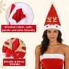 Sombrero de Navidad con Cuernos de Brillo para Adultos, Lazo, Copo de Nieve, Sombrero de Terciopelo Rojo, Regalo de Navidad, Sombrero de Reno de Dibujos Animados con Cuernos