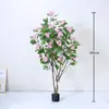 Amazon Simulação Avançada Árvore de Hortênsia Rosa Planta Biônica em Vaso Atacado Decoração de Piso Biônico Interno
