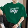 260g Algodão pesado camiseta de manga curta masculina verão meia-manga americana High Street Loose Cotton T-shirt Black Top Clothes