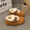 Zapatos Birkenstock Afelpados para Mujer 2026 Moda Invierno Nuevo Estilo Completamente Cubiertos Felpa Engrosada Botas de Nieve Suela Plana Cálidos Zapatos de Algodón