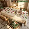 Toalha de Mesa Atmosfera Retrô de Natal Impermeável e à Prova de Óleo PVC Toalha de Mesa Vermelha Estampada Decorativa Mesa de Centro Mesa de Escritório Toalha de Mesa