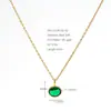 Collar ovalado de acero inoxidable con circón, esmeraldas y diamantes blancos, cadena para la clavícula de estilo nicho de lujo ligero, joyería simple y elegante para mujer