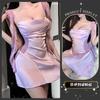 Jinxiu Lencería Sexy Escote Bajo Cuello con Volantes Estilo Francés Camisón con Camisola de Satén de Alta Gama Ropa de Dormir Nueva