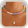 Collar con colgante de letra de 14 quilates para mujer, joya de piedras preciosas de colores, joyería de playa de verano, gran oferta en Amazon