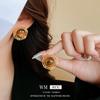 Aretes de plata chapada en oro real con poste de plata y piedra redonda Ojo de Tigre aretes elegantes retro aretes de moda para todo tipo de atuendo venta al por mayor de fábrica