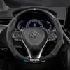 Adecuado para cubiertas de volante de Toyota Corolla, modelos 2007-2024, motor dual, cuero genuino, gamuza, fibra de carbono, cubierta de volante universal para todas las estaciones