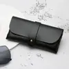 Novo Estojo Simples e Portátil para Óculos Atacado em Estoque Bolsa de Couro Preto para Óculos Estojo Macio com Botão de Pressão de PVC Estojo para Óculos de Sol