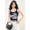 En Stock Moda Verano 2025 Versátil Holgado Corto Estampado Sin Mangas Chaleco Top para Mujer