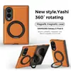 Funda para Teléfono Plegable Samsung Z Flip8 Yashi con Soporte Magnético, Cubierta Protectora de Cuero Antigolpes para Z Fold8/7