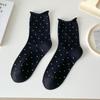 Calcetines de lunares para curling para mujer, calcetines de longitud media, calcetines de verano japoneses versátiles, calcetines apilables, calcetines de algodón, calcetines finos de lunares