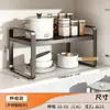 Estante Multifuncional de Acero Inoxidable para Almacenamiento de Horno de Microondas en la Cocina, Estante Escalonado Retráctil Dentro del Gabinete, Estante de Almacenamiento para Utensilios de Cocina en la Encimera