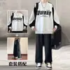 Nuevo conjunto de sudadera de primavera y otoño para hombre, holgado, casual, elegante, top de manga larga y pantalones para adolescentes, conjunto de dos piezas
