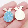 Nuevo Dibujo Animado Lindo Conejo Huevo de Pascua Goteo de Aceite Colgante de Aleación de Zinc Colgante Accesorios de Joyería para Pulsera DIY
