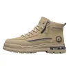 Botas Martin Retro Estilo Británico de Caña Alta para Hombre Otoño/Invierno Cremallera Lateral Suela Gruesa Antideslizantes Resistentes al Desgaste Botines de Trabajo para Exteriores