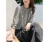 2026 Lyocell Estilo Francés Elegante y Chic Impresionante Blusa con Borde Fruncido para Mujer, Nuevo Top de Blusa para Commuter de Otoño