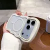 Borde de Color Caramelo con Concha Ondulada Adecuado para Funda de Teléfono Móvil Apple 17 iPhone 16 Pro Max Succión Magnética 14/13 Dividido