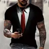Camiseta Nueva Transfronteriza Degradado Ropa de Trabajo Estampado Creativo de Patrón Talla Grande Holgada Esenciales Camiseta de Manga Corta