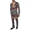 Moda Masculina Primavera/Verão 2025 Terno de Camisa Marca Estampada Peça Dupla Manga Longa Slim Respirável Algodão Estilo Elegante