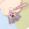 Llavero de Perro de Cuero Lindo Dibujo Animado Bulldog Francés Colgante para Bolso Accesorio Pequeño Regalo Adorno Colgante Creativo