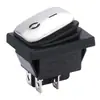 Kcd4 Interruptor Impermeable Forma de Barco 4 Pines 2 Velocidades Panel de Acero Inoxidable Interruptor Basculante con Luz Interruptor Impermeable Forma de Barco